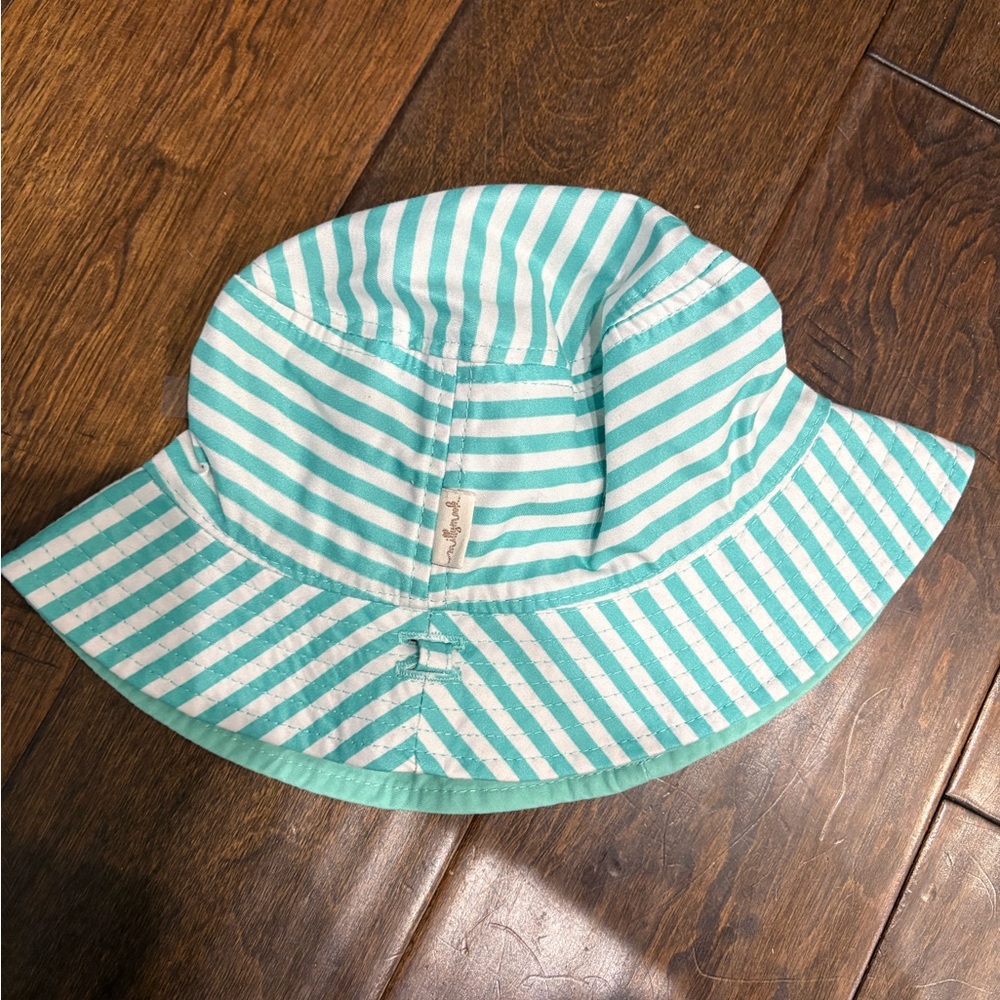 Striped Aqua and White Hat